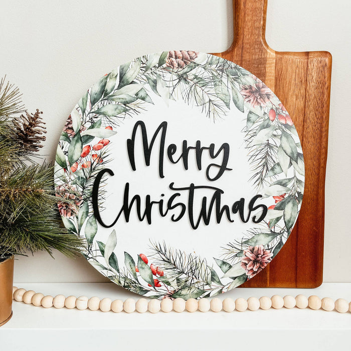 Merry Christmas 3D Wooden Sign