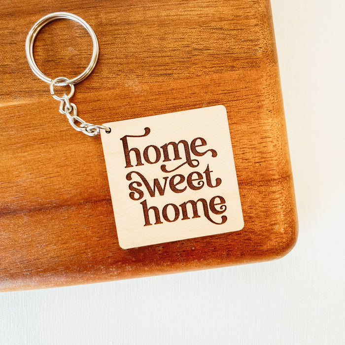Home Sweet Home Square Wooden Keychain