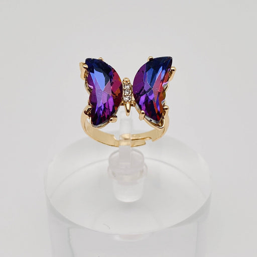 Mio Queena - Gradient Glass Butterfly Ring: 5# Deep Purple