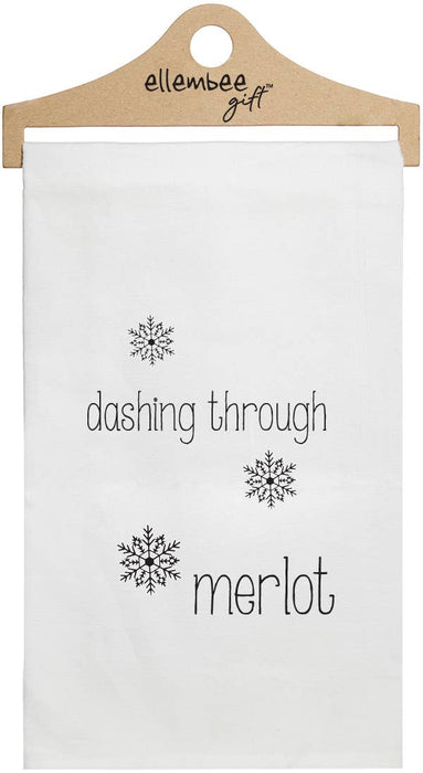 Dashing Through Merlot | White Kitchen Tea Towel