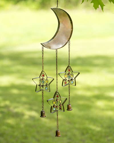 Multicolor Moon & Stars w/Dangles Wind Chime