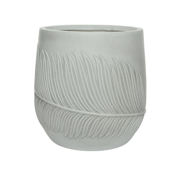 Pot Fibre Clay - Leaf - White
