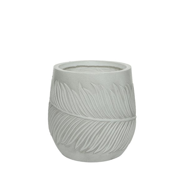 Pot Fibre Clay - Leaf - White