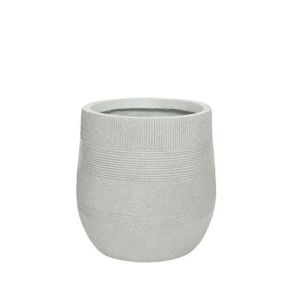Pot - Fibreclay - Round w/ Stripe - Off-white