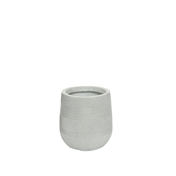 Pot - Fibreclay - Round w/ Stripe - Off-white