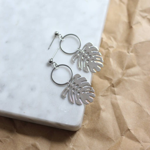 Monstera Leaf Earrings | Silver