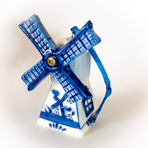 Dutch Delft Blue Windmill Ornament on Ribbon