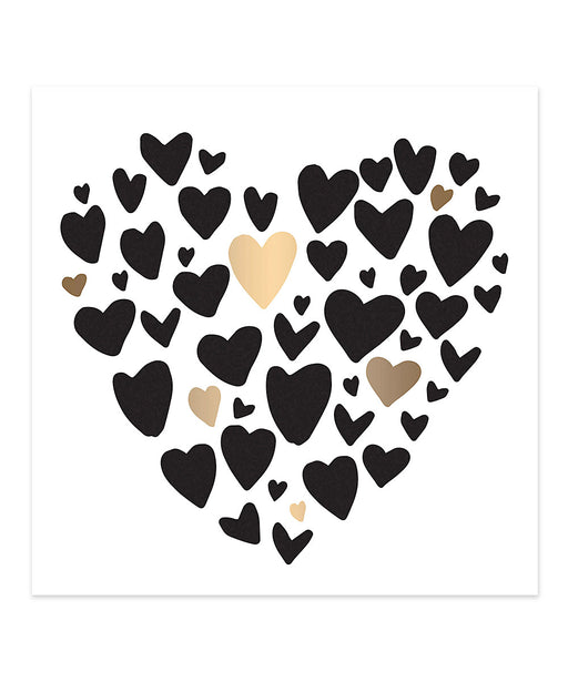Napkin - Black & Gold Heart