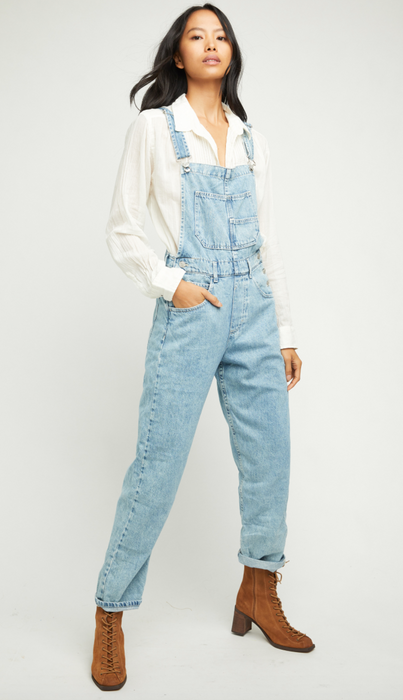 Free people jean overalls discount