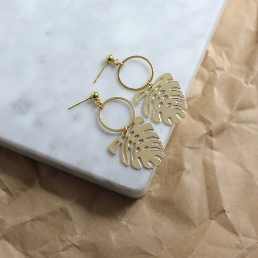 Monstera Leaf Earrings | Gold