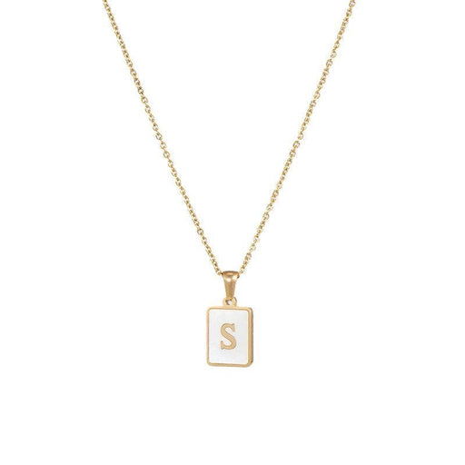 Mio Queena - Square Initial 18K Gold-plated Stainless Steel Necklace: Gold S (including chain)