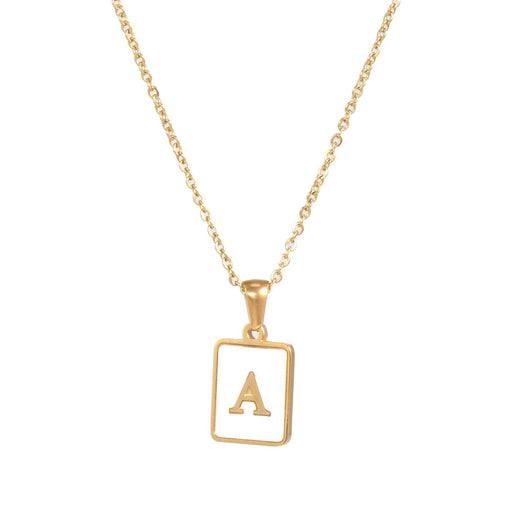 Mio Queena - Square Initial 18K Gold-plated Stainless Steel Necklace: Gold A (including chain)