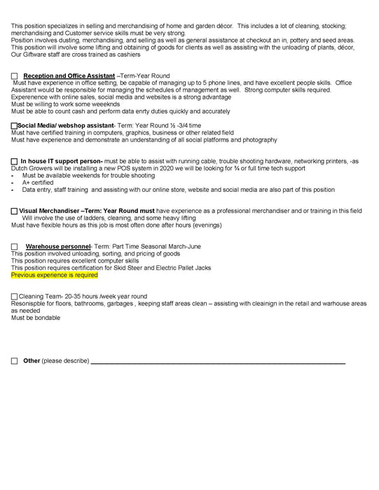Job Application form -Now Hiring