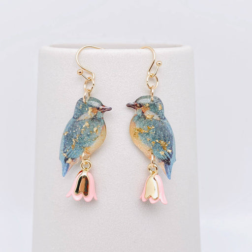 Mio Queena - Resin Bird Charm Dangle Earrings: Pink