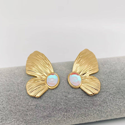 Mio Queena - Butterfly Symmetrical Gold Plated Stainless Steel Earrings