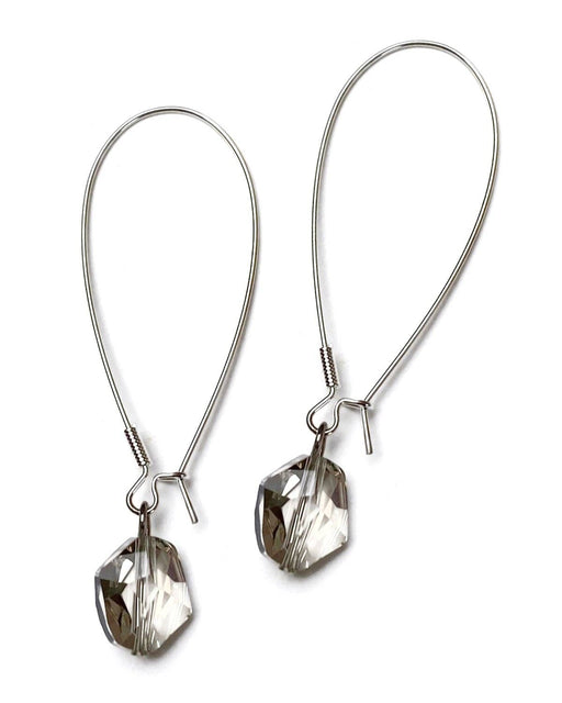 Rhodium Swarovksi Crystal Long Dangle Earrings