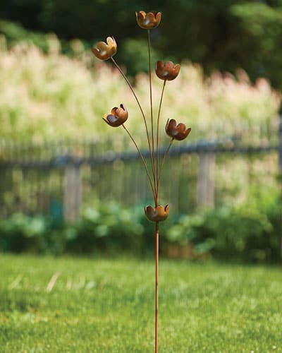 Flamed Lily Cup Chimes Garden Stake