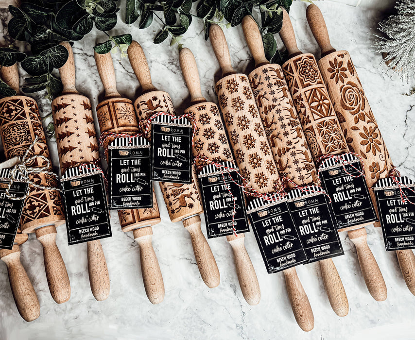 Wooden Rolling Pins for Cookies | Snowflake Square 13.75"