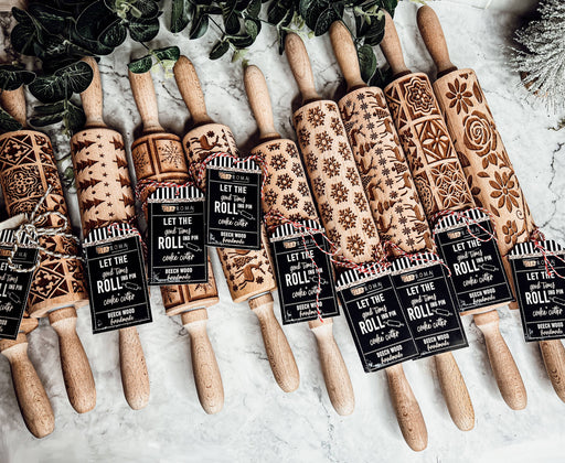 Wooden Rolling Pins for Cookies | Snowflakes 13.75"