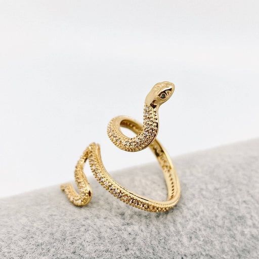 Mio Queena - Cubic Zirconia Gold Plated Wrap Snake Adjustable Ring