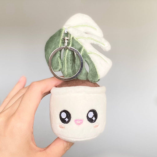 Monstera Deliciosa Albo Variegata Plush Keychain