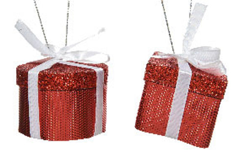 Ornament Giftbox Red with White Ribbon