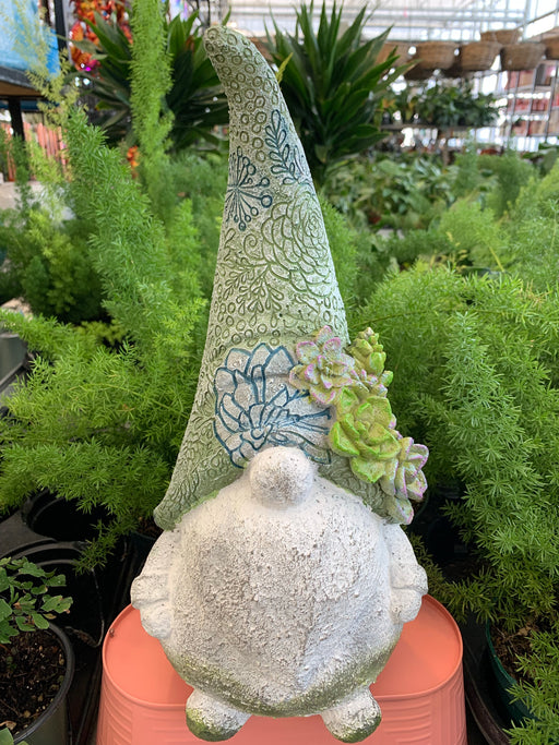 Gnome Statue - Blue & Green Succulent