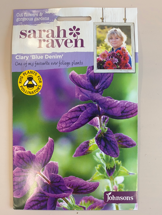 Clary 'Blue Denim'  Salvia - Seed Packet- Sarah Raven
